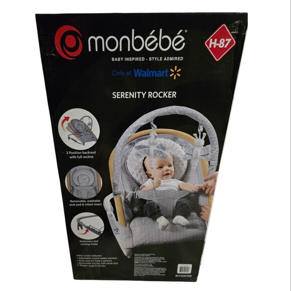 Monbebe Serenity Baby Rocker 3 Positions Infant floor chair Grey Stardust - Picture 1 of 7